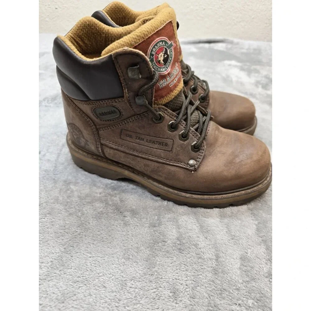 Brahma Combat Boots Mens 5 Work Brown Oil‎ Tan Leather Extended Wear Track
